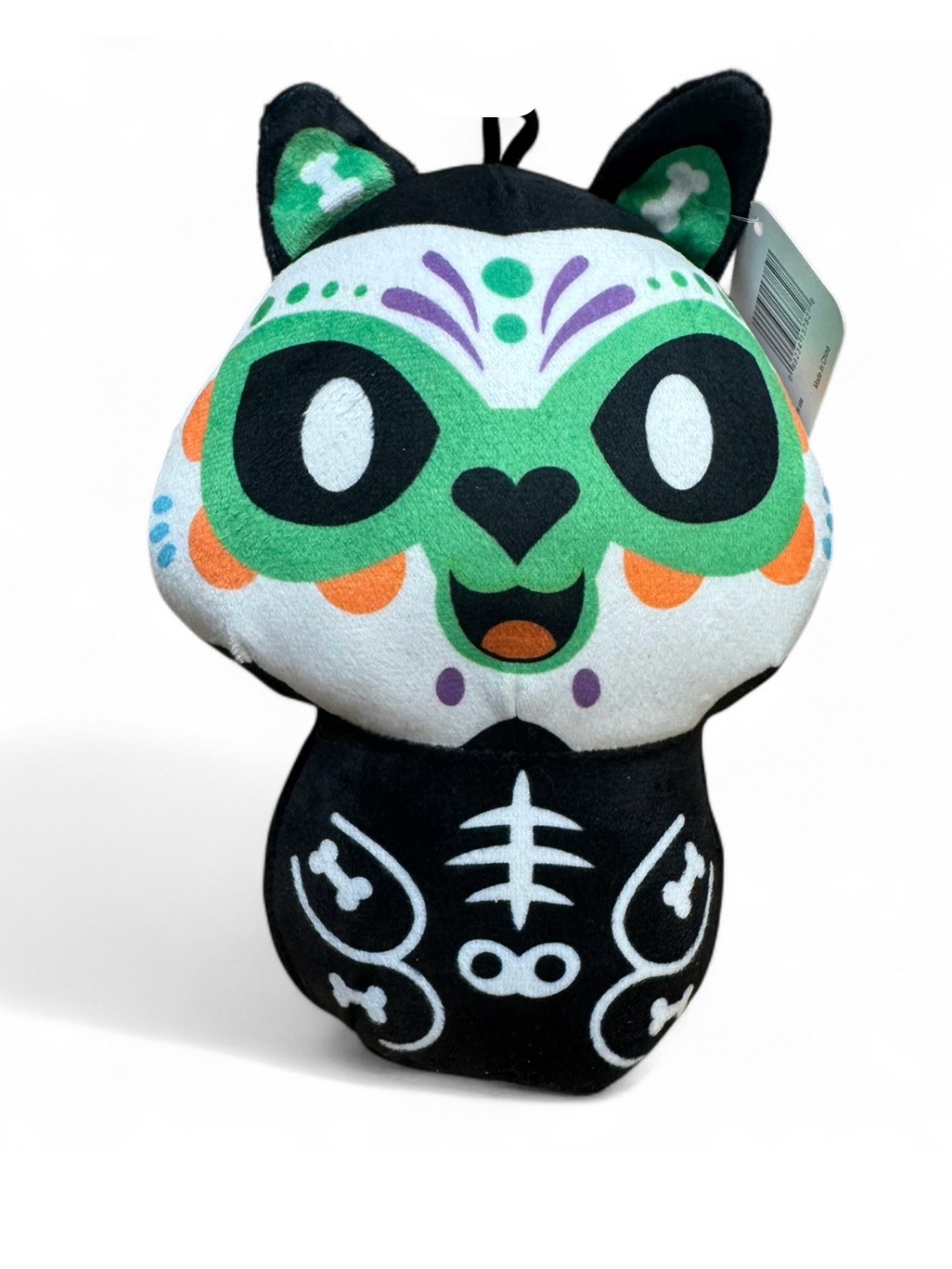 Mushie Wrestlers Cat Day of the Dead Plush Toy - Black, White & Green 7.5” NEW